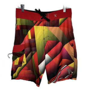 HURLEY Buckle  Phantom Unlined Board Surf Swim Shorts Red Striped Mens Size 29